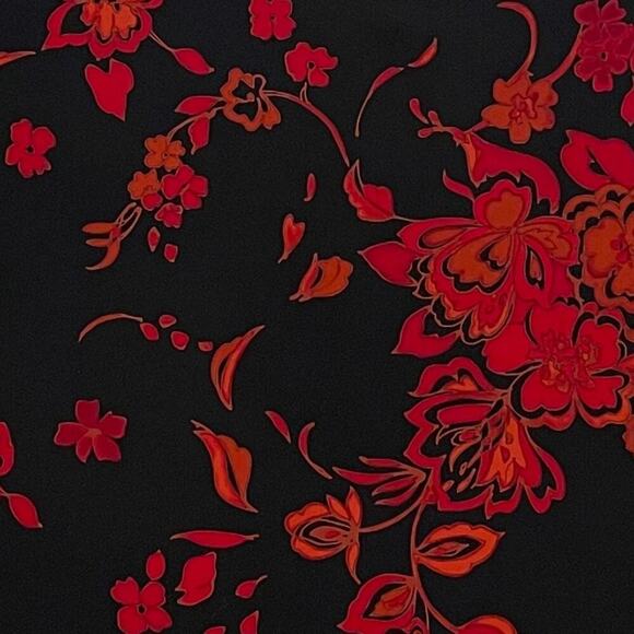 Vintage Koos of Course! Red & Black Floral Silk Tank Top/ Sleeveless Blouse, L - Picture 5 of 11